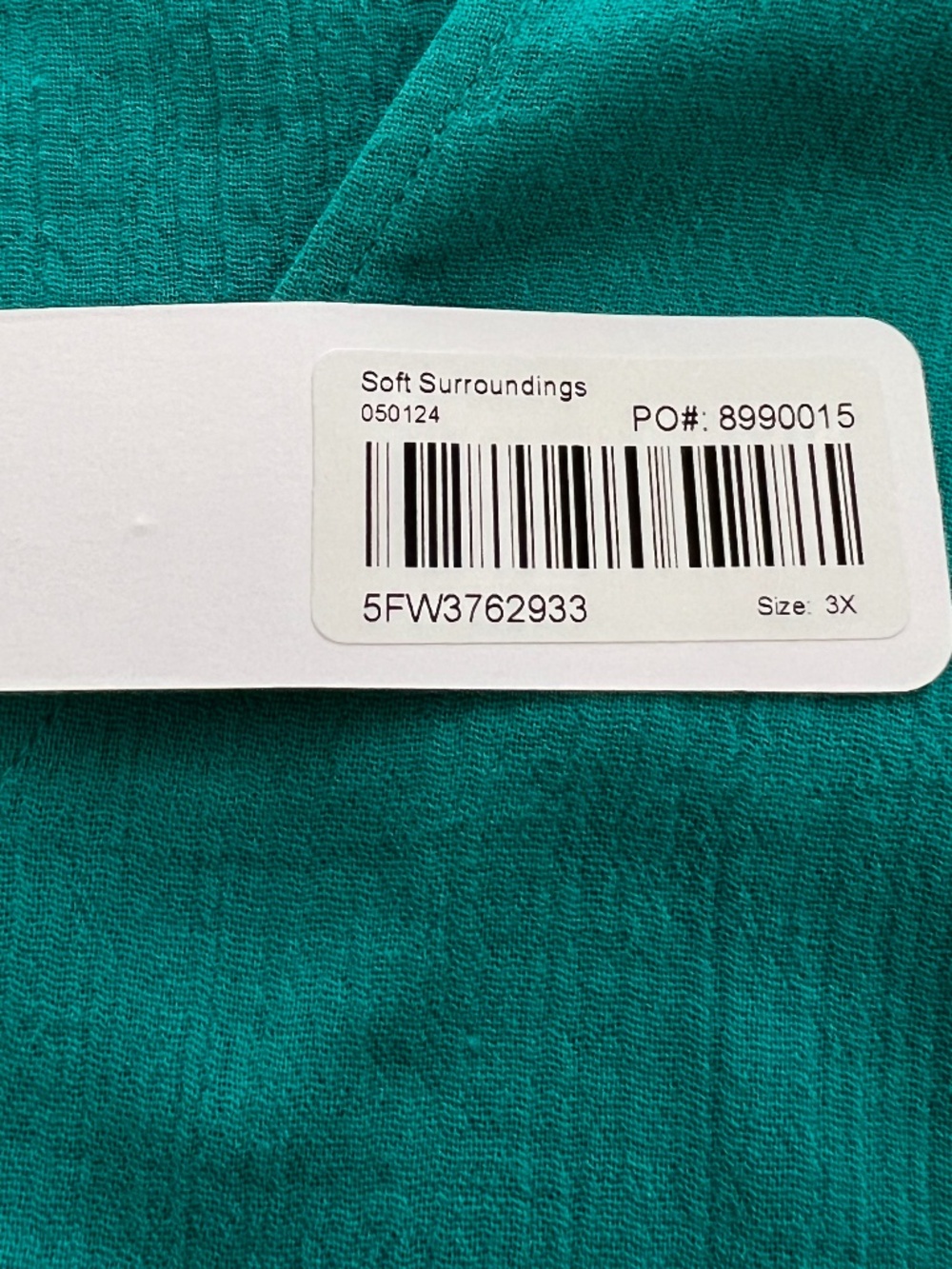 Soft Surroundings Womens Touquise /Teal Gauze Tunic Kimono Sleeve Blouse New 3X - Picture 8 of 11